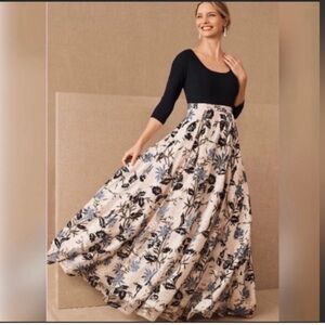 BHLDN Black and White Floral Maxi Dress